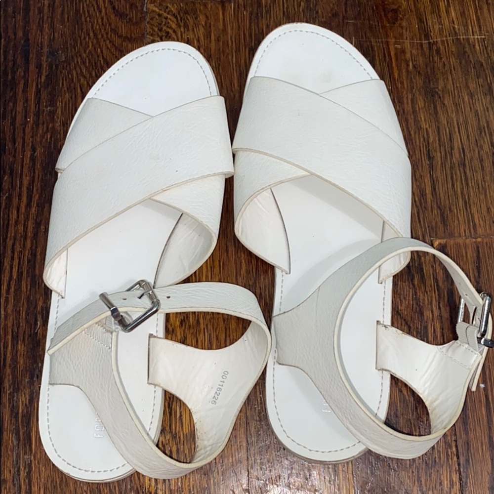 Thick Cross Strap White Sandals